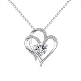 Petra store Zircon Double Love Necklace with sparkling heart-shaped pendant and silver chain