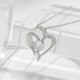 Petra store Zircon Double Love Necklace with heart-shaped design and sparkling stones on silver chain