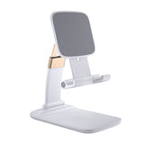 White and gold portable phone stand for desk with adjustable height and sturdy base from Petra store