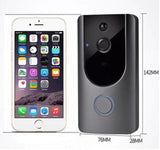Petra store WiFi Video Doorbell Camera with smartphone showing app interface and product dimensions