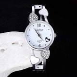 Petra store silver heart bracelet watch Set for Women with white dial and crystal heart accents, elegant fashion accessory
