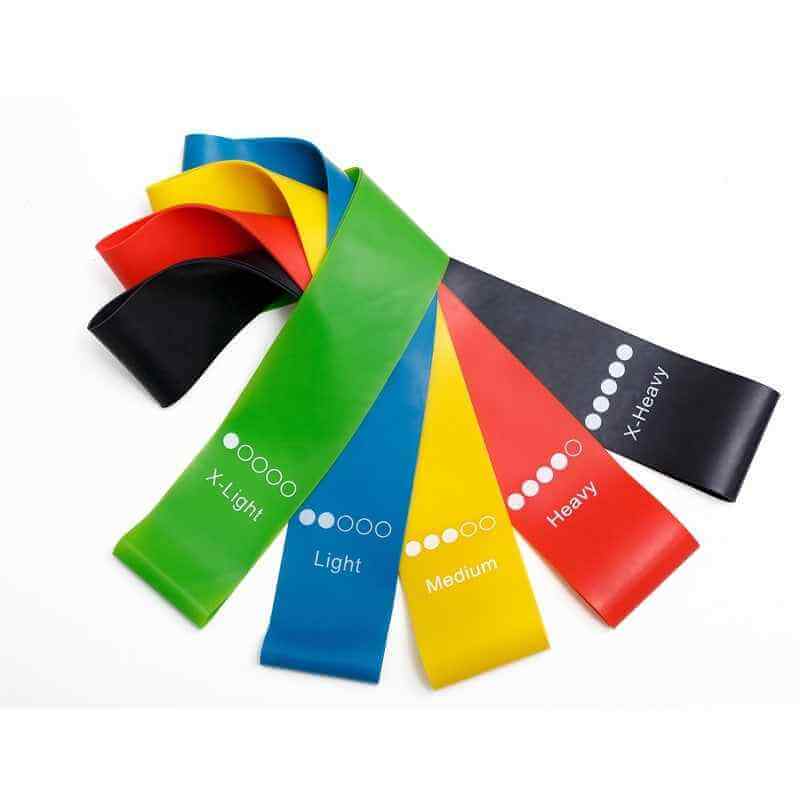 Petra store Yoga Resistance Rubber Bands set in multiple colors with varying resistance levels for fitness and wellness